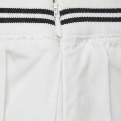 Miu Miu White Logo Intarsia Poplin Pleated Mini Skirt S