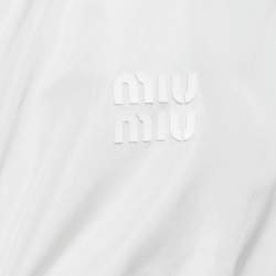 Miu Miu White Technical Silk Perforated Detail Crop Top XS