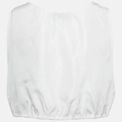 Miu Miu White Technical Silk Perforated Detail Crop Top XS