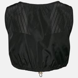 Miu Miu Black Technical Silk Perforated Detail Crop Top XS