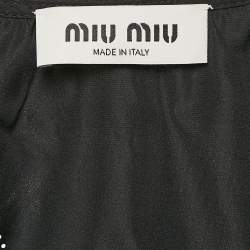 Miu Miu Black Technical Silk Perforated Detail Crop Top XS