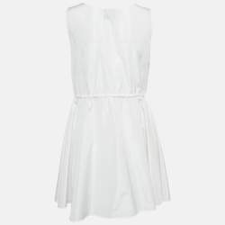 مملوكة مسبقًا Miu Miu White Technical Silk Perforated Detail Sleeveless Mini Dress XS
