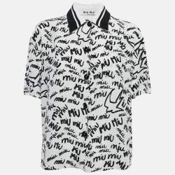 Miu Miu White/Black All Over print Silk Half Sleeve Shirt L