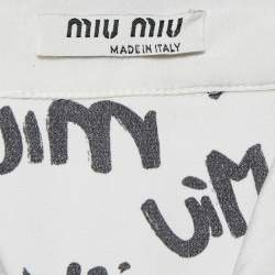 Miu Miu White/Black All Over print Silk Half Sleeve Shirt L