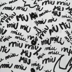 Miu Miu White/Black All Over print Silk Half Sleeve Shirt L