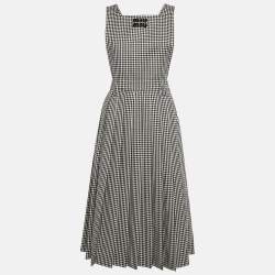 Miu Miu Black/White Gingham Wool Jumper Midi Dress S