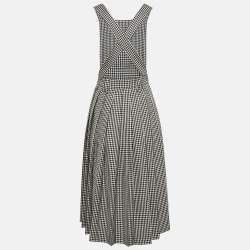 Miu Miu Black/White Gingham Wool Jumper Midi Dress S