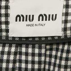 Miu Miu Black/White Gingham Wool Jumper Midi Dress S