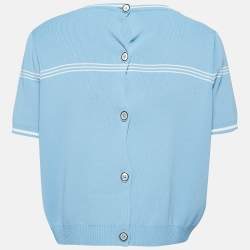 Miu Miu Blue Jersey Button Front Short Cardigan M