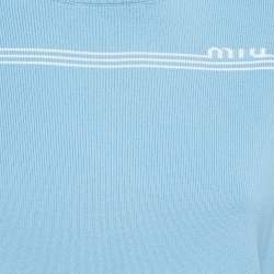 Miu Miu Blue Jersey Button Front Short Cardigan M