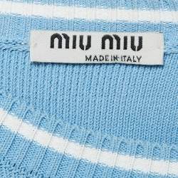 Miu Miu Blue Jersey Button Front Short Cardigan M