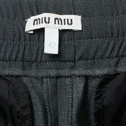 Miu Miu Charcoal Black Wool Blend Straight Leg Trousers M
