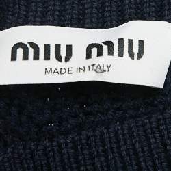 Miu Miu Navy Blue Wool Rib Knit Mini Skirt M
