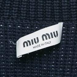 Miu Miu Navy Blue Wool Rib Knit Button Front Cardigan M