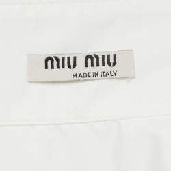 مملوكة مسبقًا Miu Miu White Cotton Logo Band Cropped Shirt M