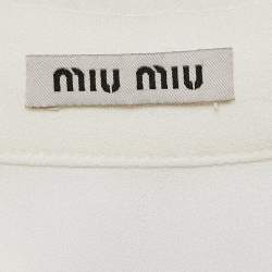 Miu Miu White Crepe Ruffled Lace Trim Detail Blouse S