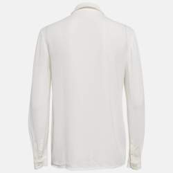 Miu Miu White Crepe Ruffled Lace Trim Detail Blouse S