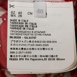 Pre Owned Miu Miu Red Telephone Print Silk Belted Shirt S