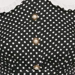 Miu Miu Black Polka Dots Print Satin Peter Pan Collar Mini Dress XS