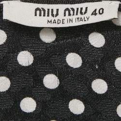Miu Miu Black Polka Dots Print Satin Peter Pan Collar Mini Dress XS