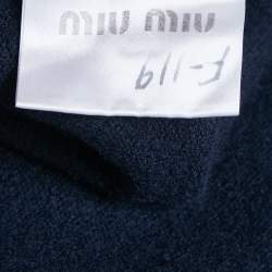 Miu Miu Navy Blue Wool V-Neck Crop Sweater S