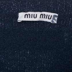Miu Miu Navy Blue Wool V-Neck Crop Sweater S