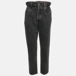 Miu Miu Black Faded Denim Ruffled Waist Jeans S Waist 26"