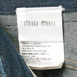 Miu Miu Upcycled Blue Washed Denim High-Rise Shorts S Waist 25"