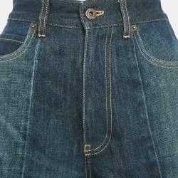 Miu Miu Upcycled Blue Washed Denim High-Rise Shorts S Waist 25"
