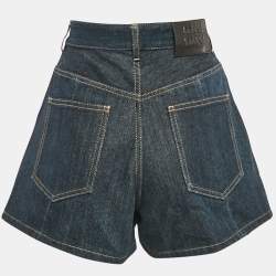 Miu Miu Upcycled Blue Washed Denim High-Rise Shorts S Waist 25"