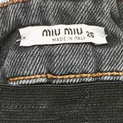 Miu Miu Black washed Denim Elasticized Waist Shorts S Waist 26"