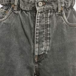 Miu Miu Black washed Denim Elasticized Waist Shorts S Waist 26"