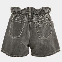 Miu Miu Black washed Denim Elasticized Waist Shorts S Waist 26"