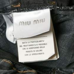 Miu Miu Black washed Denim Elasticized Waist Shorts S Waist 26"