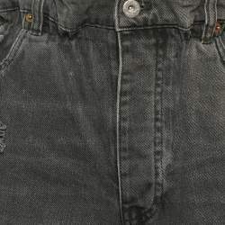 Miu Miu Black Washed Denim Elasticized Waist Shorts S Waist 27"