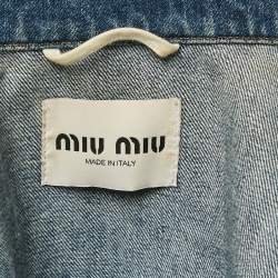 Miu Miu Blue Denim Raw Edge Detail Cropped Jacket S