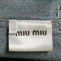 Miu Miu Blue Denim Raw Edge Detail Cropped Jacket S