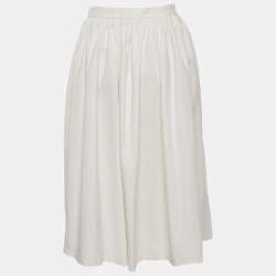 Miu Miu White Textured Cotton Midi Skirt M