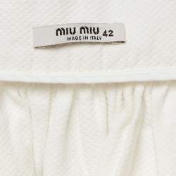 Miu Miu White Textured Cotton Midi Skirt M