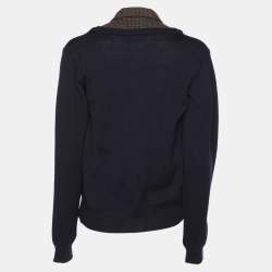 Miu Miu Deep Navy/Brown Wool Blend Sweater M