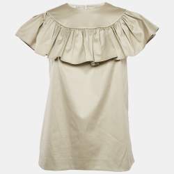 Miu Miu Green Cotton Gathered Top S