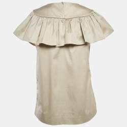 Miu Miu Green Cotton Gathered Top S