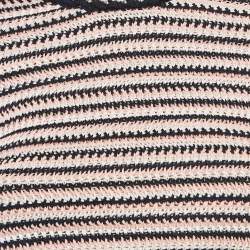 Pre Owned Miu Miu Blue/Pink Striped Crochet Short Sleeve Top S