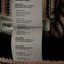 Pre Owned Miu Miu Blue/Pink Striped Crochet Short Sleeve Top S