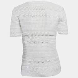 Miu Miu White Patterned Knit Round Neck Top M
