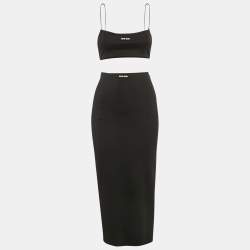 Miu Miu Black Jersey Crop Top And Skirt Set XS