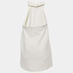 Miu Miu White Crystal Embellished Crepe Mini Dress S