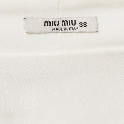 Miu Miu White Crystal Embellished Crepe Mini Dress S