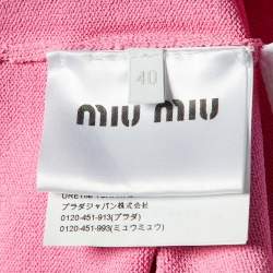 Miu Miu Pink Knit Logo Pocket Detail Polo Jumper S