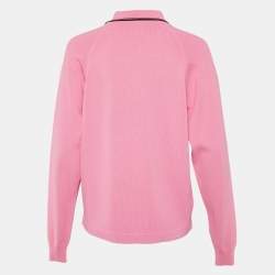 Miu Miu Pink Knit Logo Pocket Detail Polo Jumper S